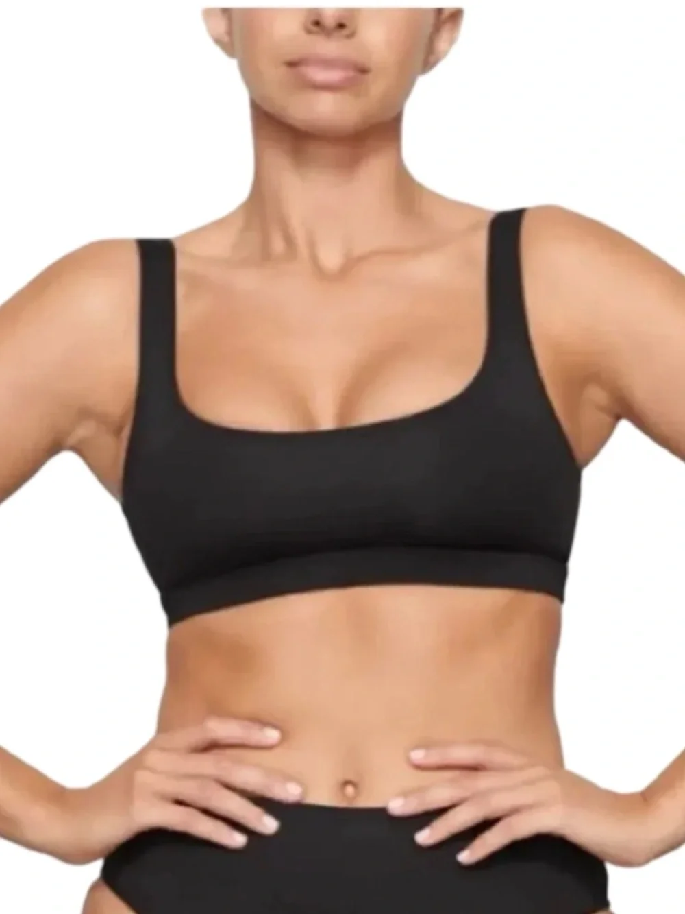 NWT SKIMS Recycled Swim Tank Onyx Black Bikini Top (ONLY) Size Medium